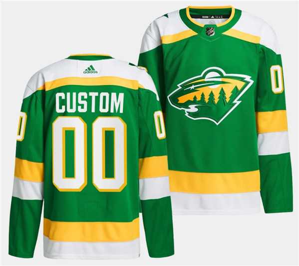 Mens Minnesota Wild Custom Green 2023-24 Stitched Jersey->->Custom Jersey